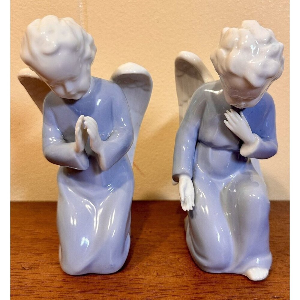 Lovely Little Vintage Reginart Blue and White Porcelain Angel